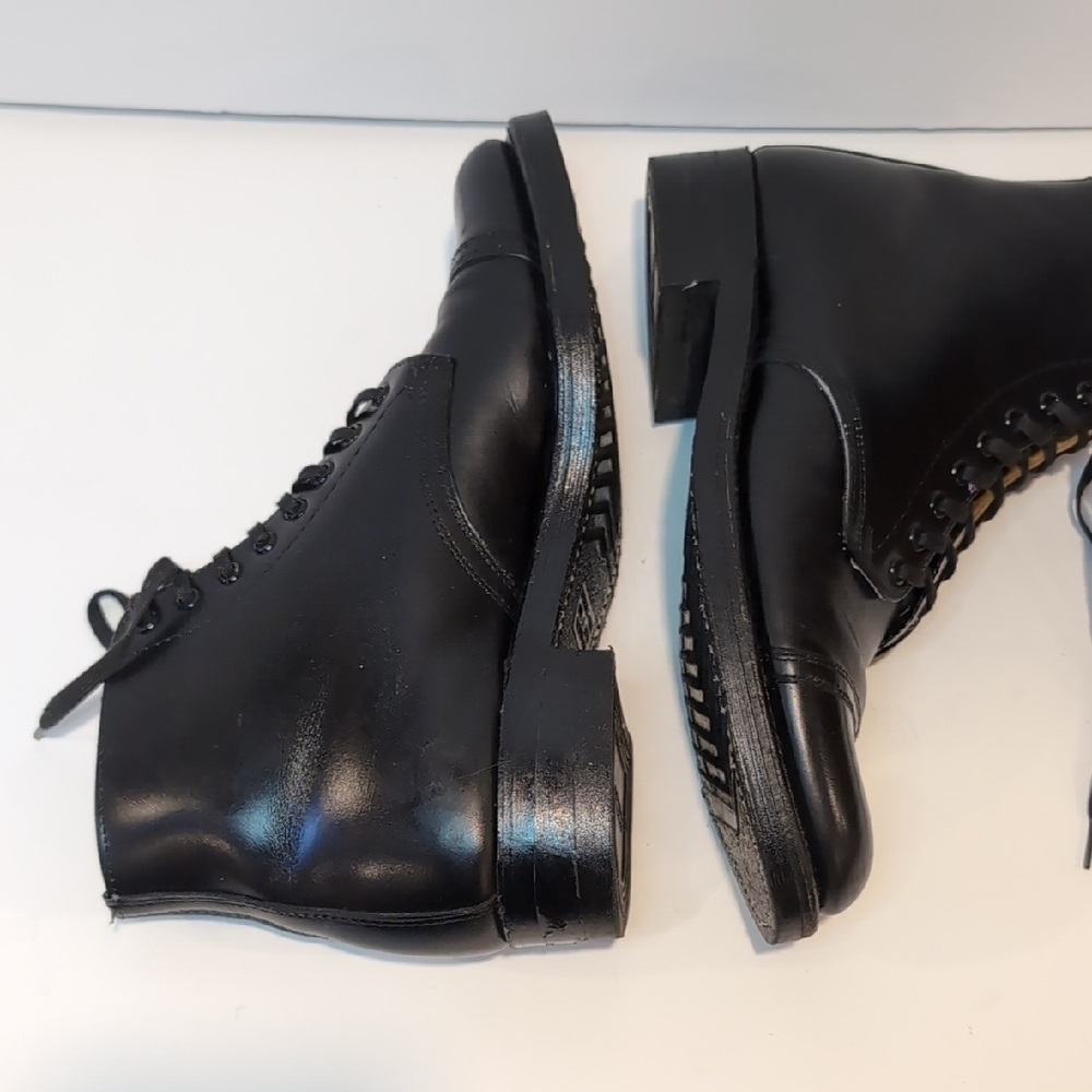 Vintage Bilrite Black Leather Cap-Toe Lace-Up Military Combat Boots - Picture 5 of 13